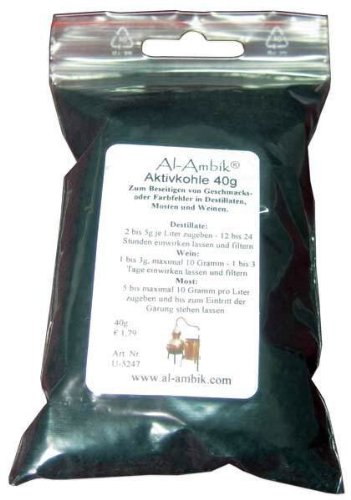 Preisvergleich Produktbild 'MoonshinersChoice®' Aktivkohle 40 Gramm - zylindrische Partikel aus Kokos - für Bio- Lebensmittel geeignet - kann einfach pulverisiert werden