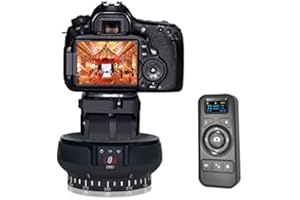 GOSHYDA Testa per Treppiede, Rotazione a 360°, Supporto per Testa a Sfera Panoramica Motorizzato, con Vite da 1/4 di Pollice, Telecomando Wireless 2.4G, con Clip per Telefono, Ricarica Tpye C, per Telefoni Ce