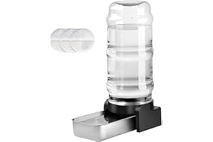 Marchul 8.6L Distributeur d'eau pour Chien Chat, Distributeur Eau Automatique par Gravité avec Gamelle INOX et 3 Filtres, Grande Capacité Distributeur Eau pour Animaux de Compagnie, sans Électricité