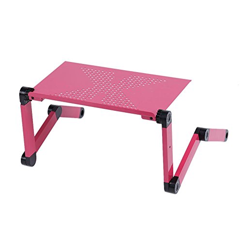Preisvergleich Produktbild Prettygood7 Computer-Schreibtisch, zusammenklappbar, Aluminiumlegierung, Kleiner Tisch, einfaches Bett (Rosenrot)
