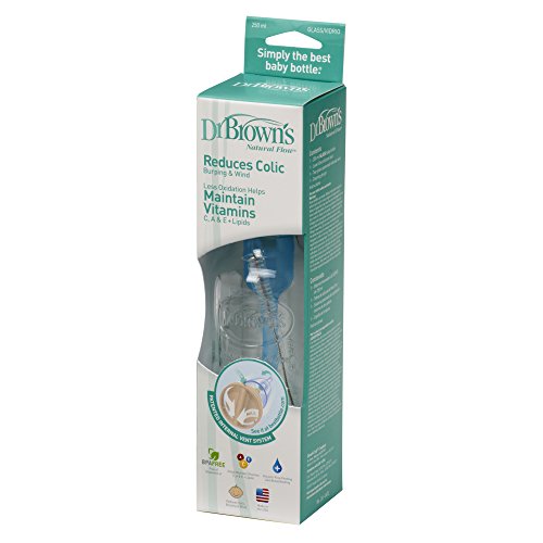 Dr Brown's 8-oz. 250ml Natural Flow Standard Glass Baby Bottle