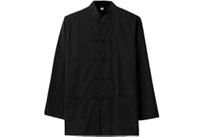 G-LIKE Camisa de hombre chino - Artes Marciales Tradicionales Kung Fu Tai Chi Wushu Clásico Estilo Tangzhuang Chaqueta de Manga Larga Uniforme de Entrenamiento Primavera Otoño Ropa Casual