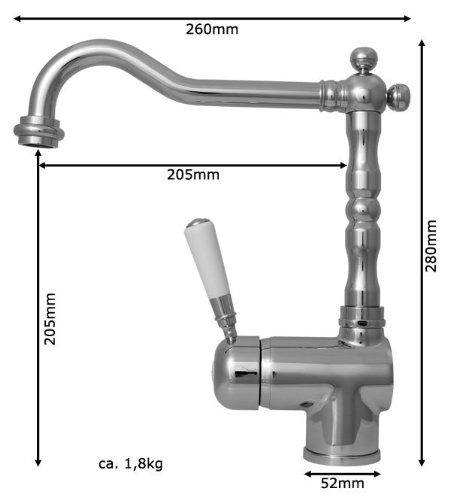 Nostalgie Retro Küchen Einhebel Armatur Chrom Schwenkbar Sanlingo - 2