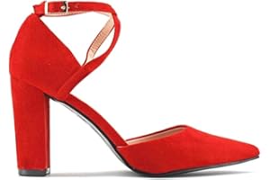 MODELISA - Zapatos De Tacón Ancho Salón Tejido Hebilla Tobillo Mujer