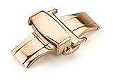iStrap 16mm Edelstahl Faltschliesse Dornschließe Schließen Schnalle Klapp-Verschluss für Uhrenarmbänder Schmetterling Deployment Armbanduhr Schnalle - Roségold