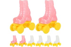 HEMOTON 4 Paar Puppen Rollschuhe Set für 29cm Modepuppen Zubehör, Miniatur Schlittschuhe Deko für Wichteltür, Kunststoff Puppenschuhe, 1:6 Scale Inline-Skates Spiel