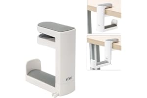 KIWIFOTOS Kopfhörerständer für unter dem Schreibtisch, PC-Gaming-Headset-Haken-Halterung mit 360 Grad verstellbarer drehbarer Armklemme und integriertem Kabelclip, Weiß