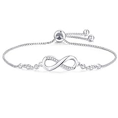 Bracciale Infinito Cuore In Argento 925: Braccialetto Donna Regolabile 16.5+3.5 Cm, Con Confezione Regalo