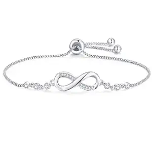 ZIBUYU Fashion Chain Bracelet for Women Girl, Infinity Symbol Bracelet Alloy Inlaid Zirconia Bracelet Adjustable Chain Bracelet Xmas Birthday Birthday Gift Valentine's Day Gift Jewelry