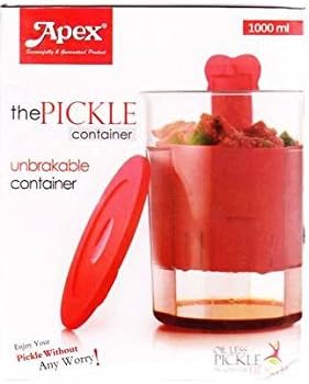 Apex Unbreakable Oil Less Plastic Pickle Container (Random Colour, 1000 ml)
