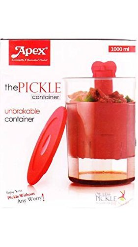 Apex Unbreakable Oil Less Plastic Pickle Container (Random Colour, 1000 ml)