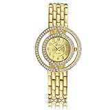 Webla Frauen Uhren, Mädchen Armbanduhr Casual Quartz Edelstahl Band Marmor Armbanduhr Analog Armbanduhr (Gold)