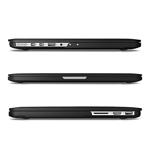 Fintie MacBook Pro 13 Retina Hülle Case – Ultra Slim Hochwertige Kunstleder Coated Hard Shell Schutzhülle Tasche für Apple MacBook Pro 13.3″ mit Retina Display A1502 / A1425 (NEUESTE VERSION, NO CD-ROM Drive) , Schwarz - 4