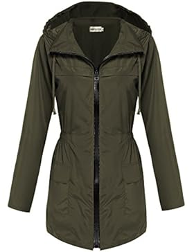 HOTOUCH Damen Regenjacke Regenmantel Regenparka Übergangsjacke Funktionsjacke Mit Kapuze Tasche Wasserdicht
