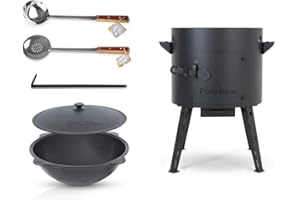 ‎ZARENHOFF Utschak Feuerofen mit Gusseisen Topf runder Boden mit Deckel (12 L) Ø 40 cm Kazan KazanoFF, Учаг, Outdoor, Feuerschale, Camping, Kasan, Gulaschkanone Dutch Oven (Set 3-12)