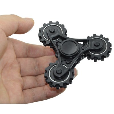Gear Tri Fidget Hand Spinner, High Speed Bearing Fidget Stress ReducerBlack)