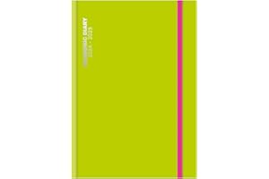 QUICKDRAW Academic Diary 2024-2025 A4 Day a Page Mid Year Contrast Hardback Student Planner Casebound Organiser (Lime Green)