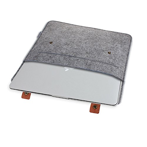 Zikee 13-13,3 Zoll MacBook Air / Pro Laptop Hülle Notebooktasche Laptoptasche Schutzhülle stilvoll und dünn aus hochwertigem Filz mit PU-Leder Applikationen. Tragetasche für 13,3 Zoll / 12,9 Zoll iPad Pro / Microsoft Surface Book (Hellgrau) - 8
