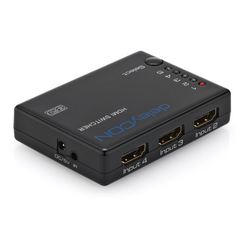 deleyCON HDMI Switch Verteiler 5 Port Automatisch – 3D Ready bis 1080p – inkl. Fernbedienung – [5x IN / 1x OUT] - 6