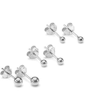 Sterling-Silber Kugel Ohrstecker 2mm - 6mm & Sets