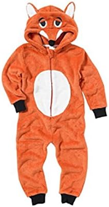 Boys Girls Kids Onesie Size 2 3 4 5 6 7 8 9 10 11 12 13 Fleece Animal Jumpsuit Playsuit Character Soft (Fox, 10-11 Years)