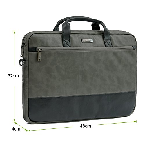 Laptoptasche 17.3, Evecase Premium Doppelfarbige Umhängetasche mit Gepolstert Laptopfach, Fronttasche, Zubehörfach für Laptop in 17,3 Zoll – Waschbär Grau - 6