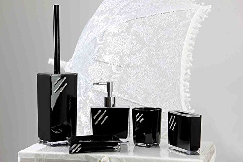 5 tlg. Badezimmer Set Bad Accessoire Set WC Set Schwarz NEU