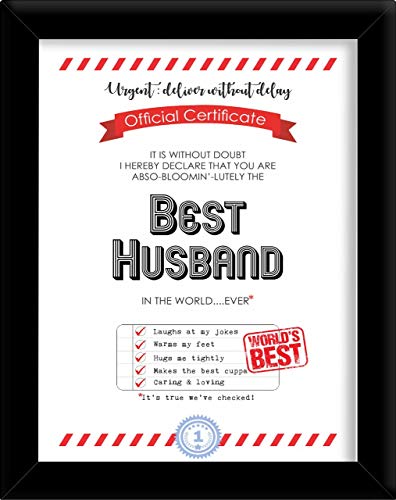 Paper Plane Design Gift for Husband Best Husband Certificate Framed A4 Size with Table Stand and Hanging Hook