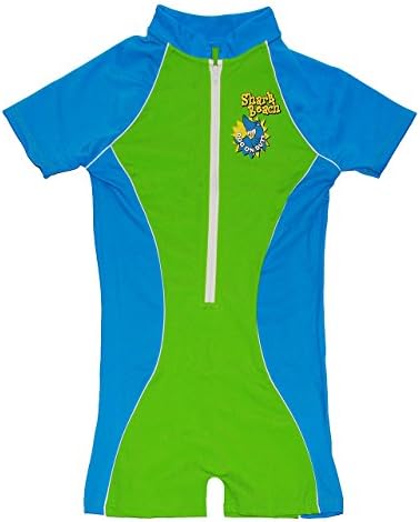 Bade Einteiler / Badeanzug - UV Schutz LF 50+ - Größe 128 - für Jungen / Mädchen - Kinder mit Bein u. Nackenschutz - Pants mit kurzen Armen - Arm - Reißverschluß