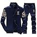 Produktbild BaZhaHei Herren Winter Warm Trainingsanzug Mit Kapuze Zwei-Teilig Casual Sportanzug Langarm Freizeitanzug Stehkragen Freizeitanzug Jogginghose + Zip Sweatshirt Oberteil