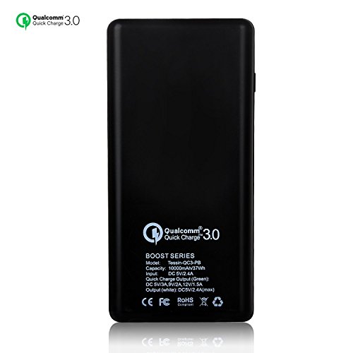 IVSO 10000mAh Quick Charger QC 3.0 Ultra Kompakt Dual USB Portable Powerbank Ladegerät Externer Akku Li-Polymer-Akku für iPhone 6/6 Plus/6s/6s plus/5/4, iPad Air 2, iPod touch 6g, Sony Xperia X Compact, Xperia XZ, Galaxy tab A 10.1 2016, Lenovo Yoga Book, Yoga Tab 3 Plus, Moto G4 / G4 Plus, Moto Z Play / Moto Z Android und Apple Geräte,Tablet-PCs (10000mAh, Schwarz)