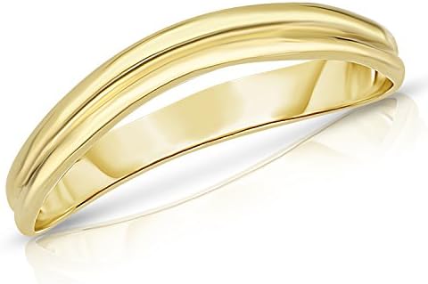 Comfort Fit Curved Double Wave Thumb Ring (3mm) - 10k Yellow Gold - Size 12