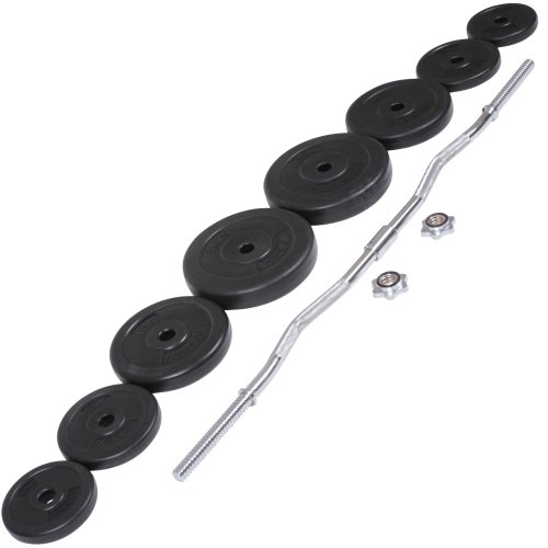 Physionics Curl-Hantelset 23.5 kg Langhantel inkl Gewichtsscheiben und Sternverschlüsse, HSTA01/B - 5