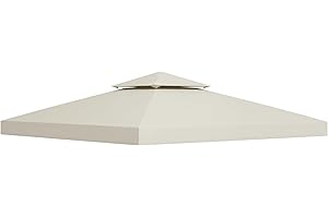 HOMCOM Outsunny Toit de Remplacement pour Gazebo de Jardin Toile de Rechange pour pavillon tonnelle Tente 3 x 3 m Crème