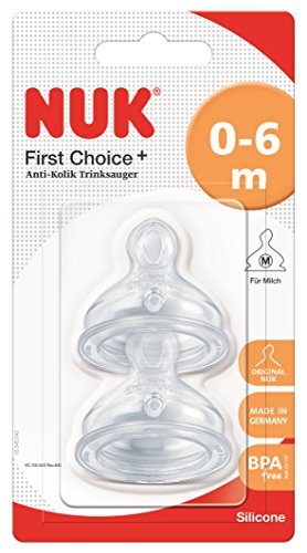 NUK First Choice+ Silikonsauger, Größe 1, mittelgroß (0–6 Monate), 2 Stück - 2