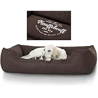Knuffelwuff 13982-005 Bedrucktes Hundebett, Hundekissen, Hundesofa, Hundekorb, aus Velour, Mira, 120 x 85 cm, XXL, braun