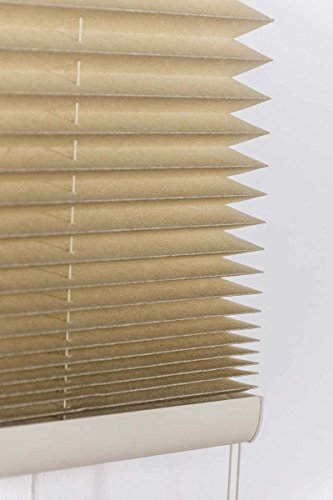 StoffKreativ PREMIUM Plissees mit Klemmfix Fixierung ohne Bohren – Rollo mit 150cm Gesamtlänge und variabler Breite in 4 verschiedenen Farben (85x150cm, Beige) - 4