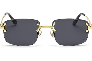 kachawoo Lunettes de soleil sans monture, carrées, couleur progressive, style rétro vintage