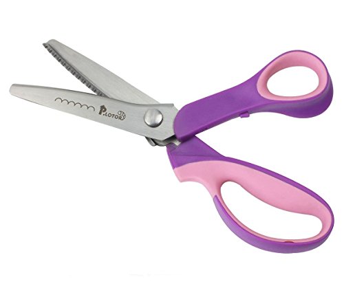 Zackenscheren, P.LOTOR Stoffschere Zickzackschere für Stoffe Schneiderschere mit Komfortgriff 24cm(9,3 Inches), Scalloped-Purple - 5