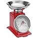 Produktbild MAZZINGA stile italiano 3 Kg Retro Design Küchenwaage analog mechanische Waage Design Edelstahlschüssel, Vintage-Küchenwaage, Stylischen Retro Old-School Look Edelstahl Schüssel (Rot)