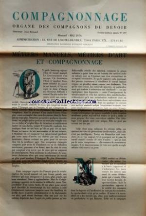COMPAGNONNAGE [No 397] du 01/05/1976 - METIERS MANUELS - METIERS D'ART ET COMPAGNONNAGE - LES PALACES PAR PARISIEN-LA-BONNE-VOLONTE - COMPAGNON CARROSSIER DU DEVOIR