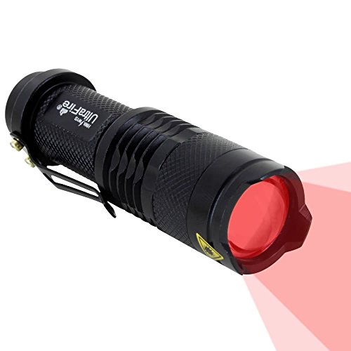 AGM® 200LM 3 Modi Zoombar Taschenlampe Flashlight mit UV Licht, Rotes Licht