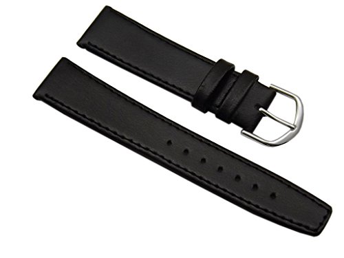 20mm KALB LEDER UHRENARMBAND UHRBAND UHRENBAND UHRENARMBNDER UHRARMBAND WATCH STRAP SCHWARZ SILBERSCHLIEE INKL. MYLEDERSHOP MONTAGEANLEITUNG
