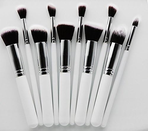 Chinkwin 10pcs/set Professional Makeup Brushes Set Kit Facial Cheek Eyebrow Eyeshadow Powder Foundation Brush Cosmetics Make up Tools (White)