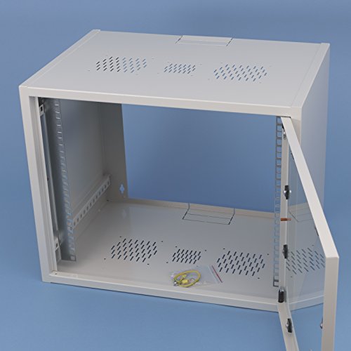 19“ Netzwerkschrank 6 HE Wandschrank Rack Schrank Serverschrank Wandverteiler 19 Zoll Glastür RAL 7035 - 2
