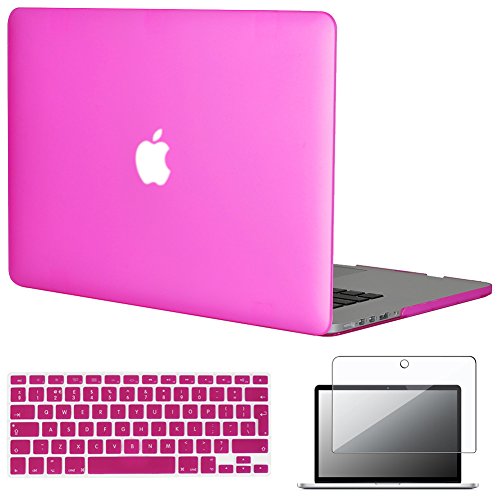 Topideal 3 in 1 gummierte matt Hard Shell Schutzhülle für Apple 39,1 cm/15 Zoll MacBook Pro mit Retina-Display (Modell: A1398) + Tastatur Cover + Displayschutzfolie