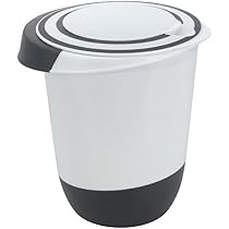 Bol Mélangeur Avec Couvercle Anti-Éclaboussures 1,5L - Récipient Conservation Aliments Blanc/Noir