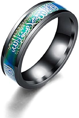 TIARA Trading Muslim Allah Mood change colour Stainless Steel Ring for women men - Z
