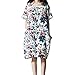 Produktbild WWricotta Plus Size Women's Casual Short Sleeve O-Neck Print Cotton Dress with Pockets(Weiß,XXXXL)