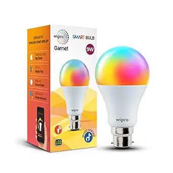 wipro NS9400 9-Watt B22 WiFi Smart LED Bulb with Music Sync Compatible with Amazon Alexa and Google Assistant ( Warm White/Neutral White/White, Standard )
